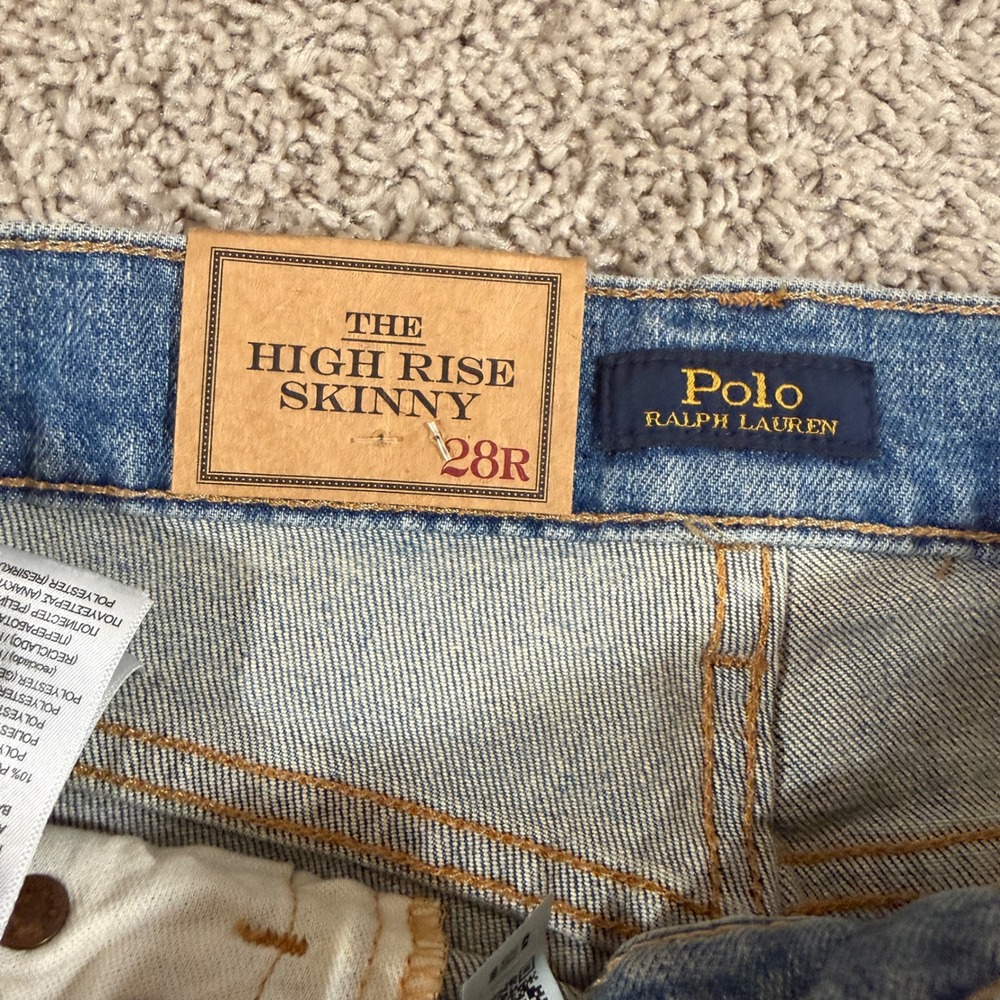 Polo Ralph Lauren High Rise Skinny Jeans Womens 28 Blue NWT Low Stretch Denim - Picture 5 of 10